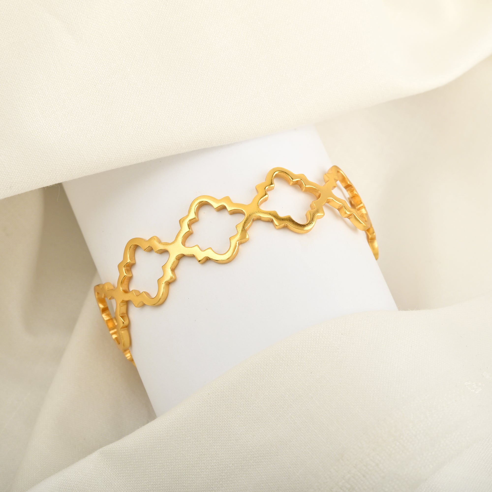 Gold Clover Cuff Bracelet