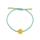 White CZ Gold Floral Bracelets with Blue Thread