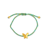 Golden Butterfly Adjustable Bracelets with Blue Thread