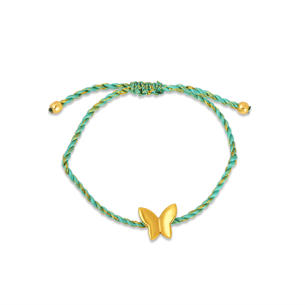 Golden Butterfly Adjustable Bracelets with Blue Thread