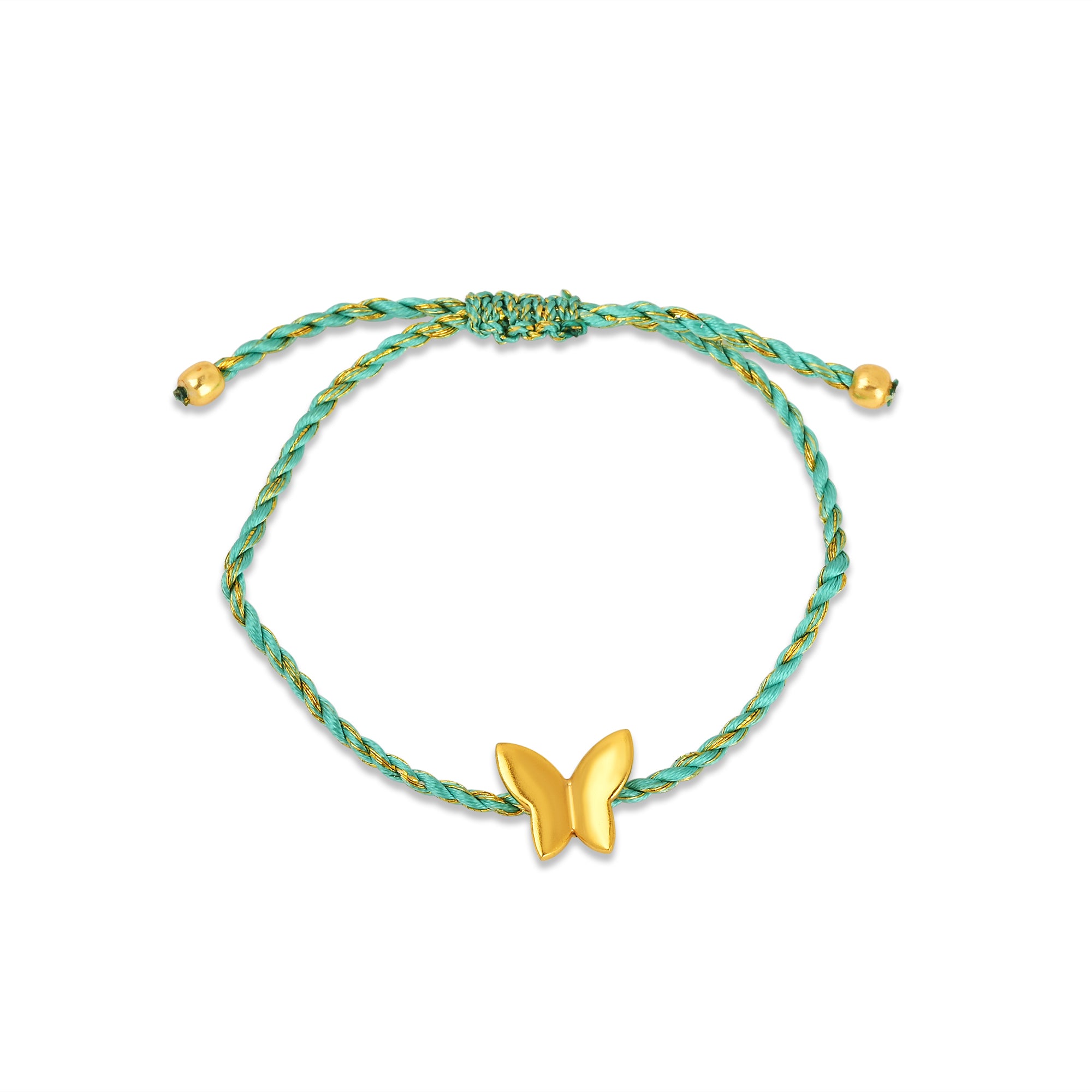 Golden Butterfly Adjustable Bracelets with Blue Thread
