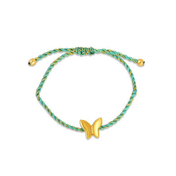 Golden Butterfly Adjustable Bracelets with Blue Thread
