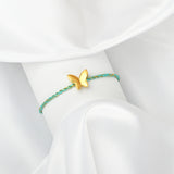 Golden Butterfly Adjustable Bracelets with Blue Thread
