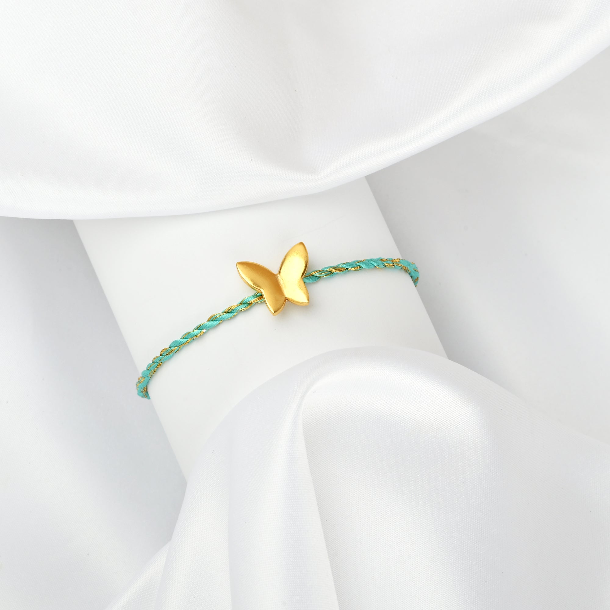 Golden Butterfly Adjustable Bracelets with Blue Thread