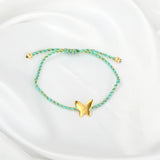Golden Butterfly Adjustable Bracelets with Blue Thread