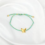 Golden Butterfly Adjustable Bracelets with Blue Thread