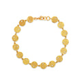Gold-Plated Textured Disc Link Bracelet with Cubic Zirconia