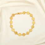 Gold-Plated Textured Disc Link Bracelet with Cubic Zirconia