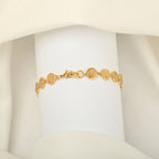 Gold-Plated Textured Disc Link Bracelet with Cubic Zirconia