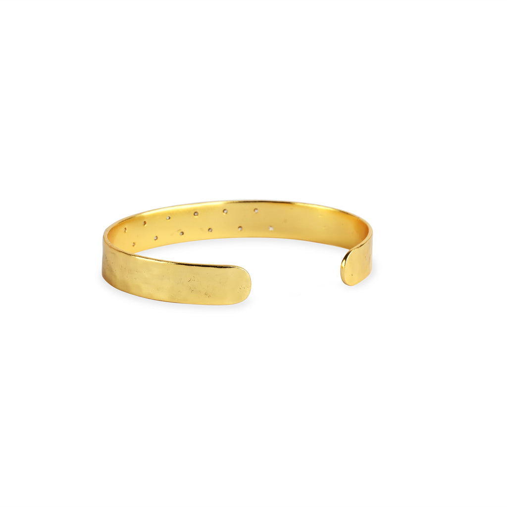 Gold Minimalist Cuff Bracelet with White CZ Accents