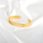 Gold Minimalist Cuff Bracelet with White CZ Accents