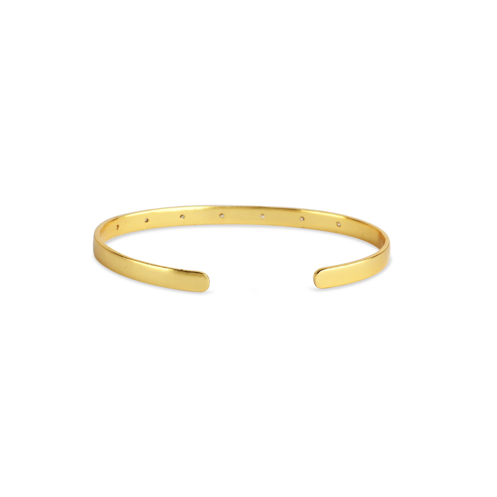 Gold Minimalist Cuff Bracelet with White CZ Accents