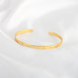 Gold Minimalist Cuff Bracelet with White CZ Accents