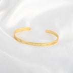 Gold Minimalist Cuff Bracelet with White CZ Accents