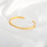 Gold Minimalist Cuff Bracelet with White CZ Accents