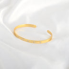 Gold Minimalist Cuff Bracelet with White CZ Accents