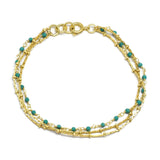 Brass Gold Plated Turquoise Beads Gemstone Bracelets