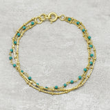 Brass Gold Plated Turquoise Beads Gemstone Bracelets