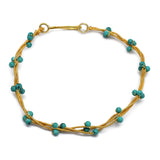 Silver Plated Turquoise Gemstone Wire Bracelets