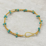 Silver Plated Turquoise Gemstone Wire Bracelets