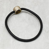 Brass Silver Oxidized Plated Smoky Gemstone With Black Leather Bracelets