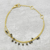 Brass Gold Plated Pyrite Beads Gemstone Bracelets