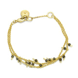 Brass Gold Plated Pyrite Beads Gemstone Bracelets