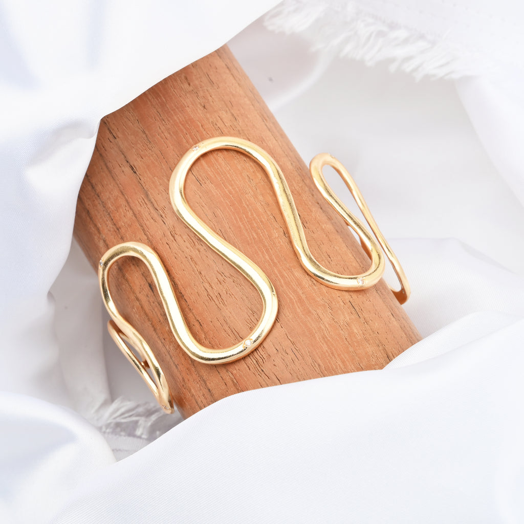 Sculpted Wave Statement Bracelet