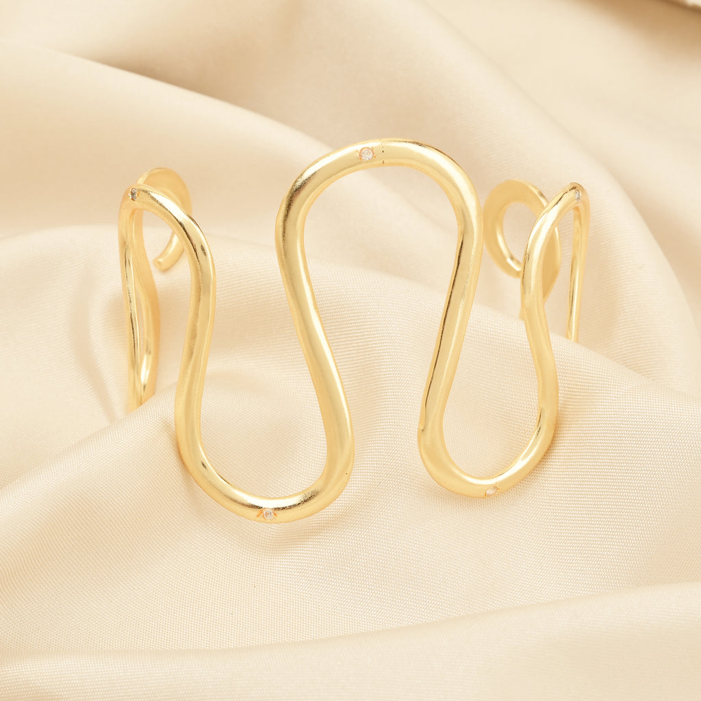 Sculpted Wave Statement Bracelet