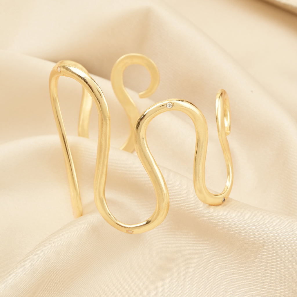 Sculpted Wave Statement Bracelet
