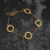 Brass Gold Plated 4 Round Metal Disc Chain Bracelets