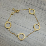 Brass Gold Plated 4 Round Metal Disc Chain Bracelets