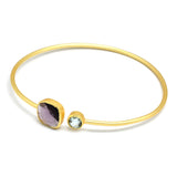 Brass Gold Plated Amethyst, Blue Topaz Gemstone Adjustable Bangles