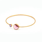 Pink Tourmaline, Amethyst Gemstone Adjustable Bangles - La Vitá Jewels