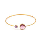Pink Tourmaline, Amethyst Gemstone Adjustable Bangles - La Vitá Jewels