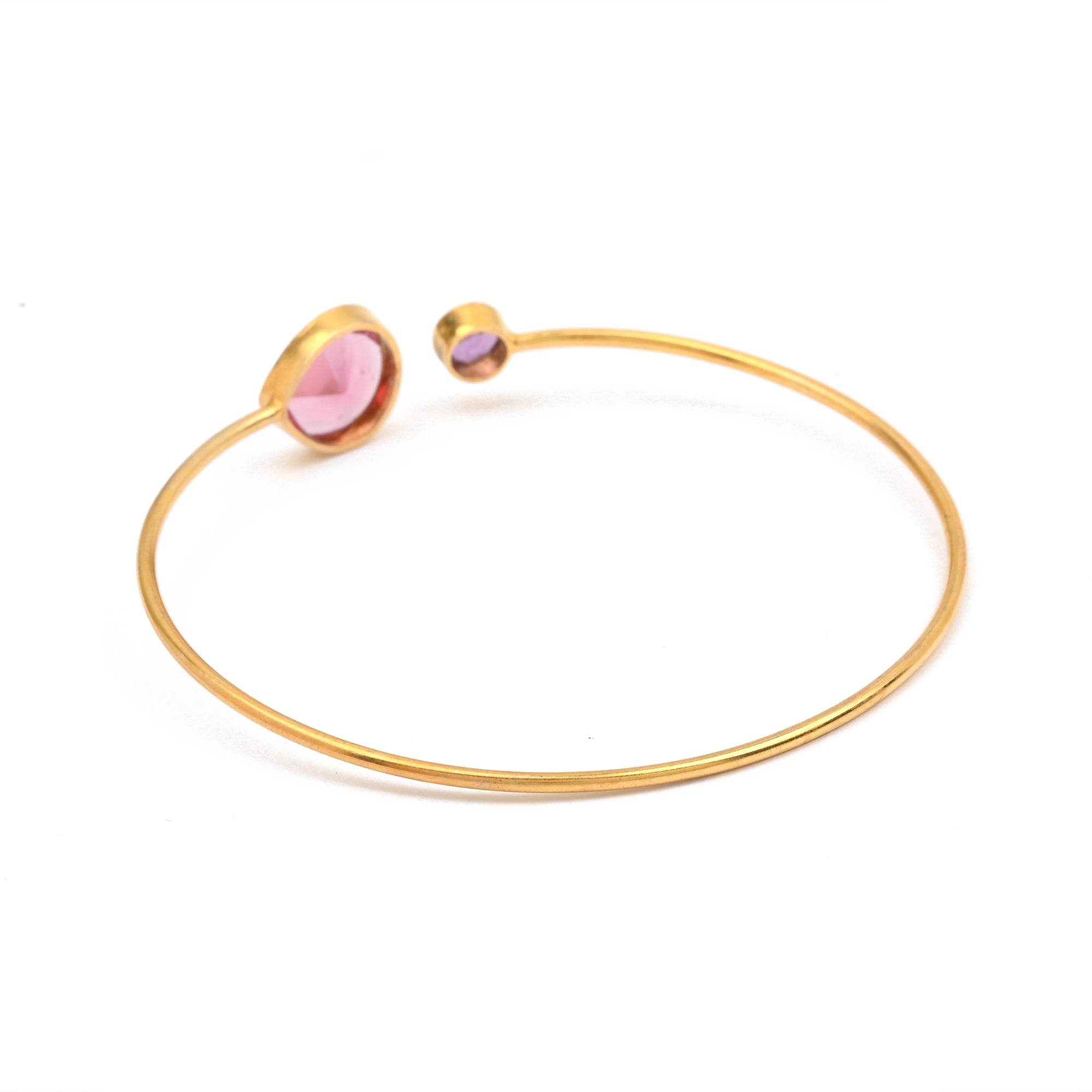 Pink Tourmaline, Amethyst Gemstone Adjustable Bangles - La Vitá Jewels