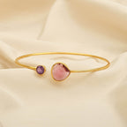 Pink Tourmaline, Amethyst Gemstone Adjustable Bangles - La Vitá Jewels