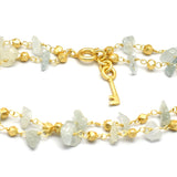 Brass Gold Plated Aquamarine Gemstone With Key Charms Bracelets