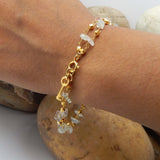 Brass Gold Plated Aquamarine Gemstone With Key Charms Bracelets