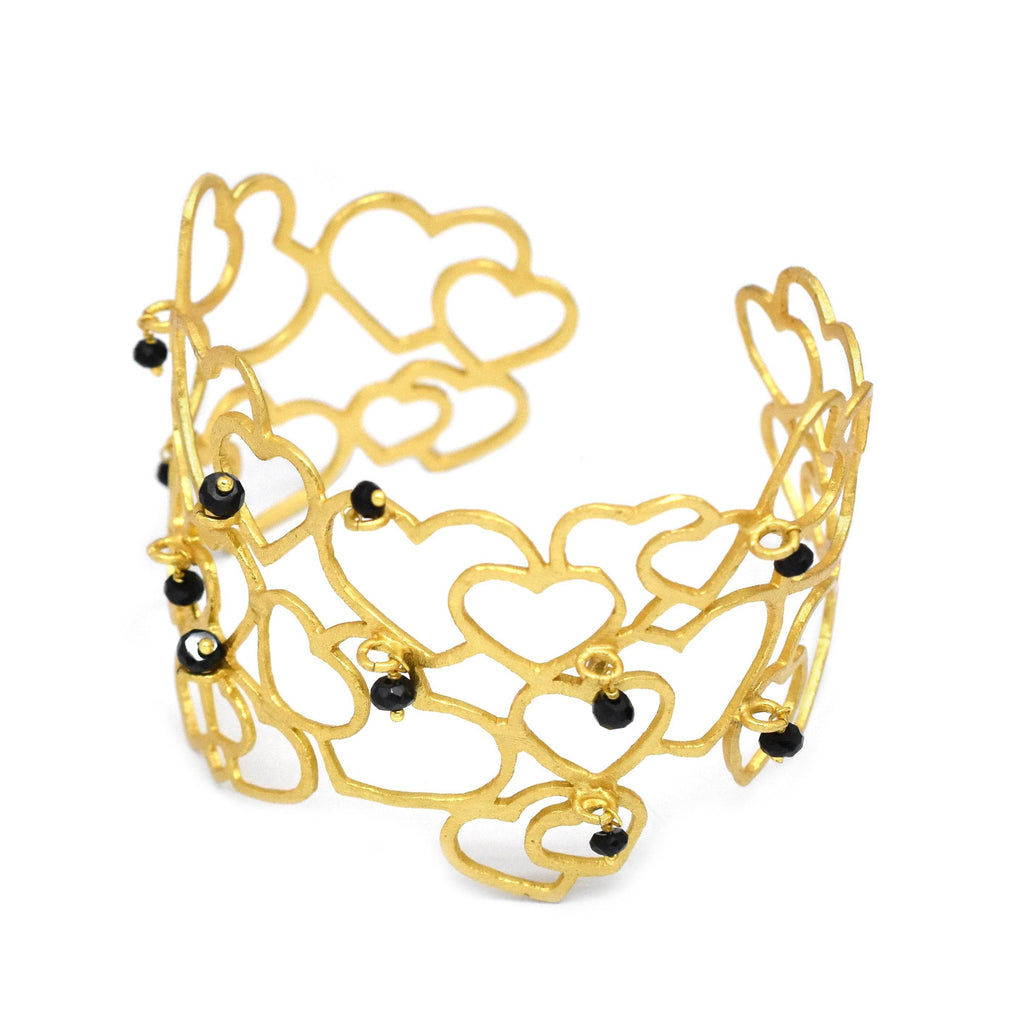 Labradorite, Black Onyx, Amethyst Gemstone Adjustable Cuff Bangles/Bracelets - La Vitá Jewels
