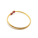 Brass Gold Plated Pink Quartz Gemstone Adjustable Bangles