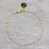 Brass Gold Plated White Rainbow, Labradorite Gemstone Bracelets