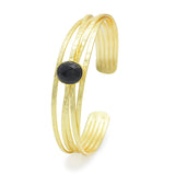 Brass Gold Plated Black Onyx, Pearl Gemstone Adjustable Bangles