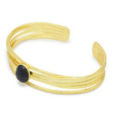 Brass Gold Plated Black Onyx, Pearl Gemstone Adjustable Bangles