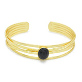 Brass Gold Plated Black Onyx, Pearl Gemstone Adjustable Bangles