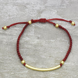 Gold, Silver Plated Metal Beads With Blue Thread Bracelets