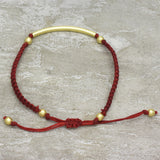 Gold, Silver Plated Metal Beads With Blue Thread Bracelets