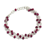 Silver Plated Ruby, Crystal Gemstone Bracelets