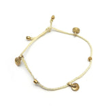 Brass Gold Plated Metal Charms With White Thread Bracelets