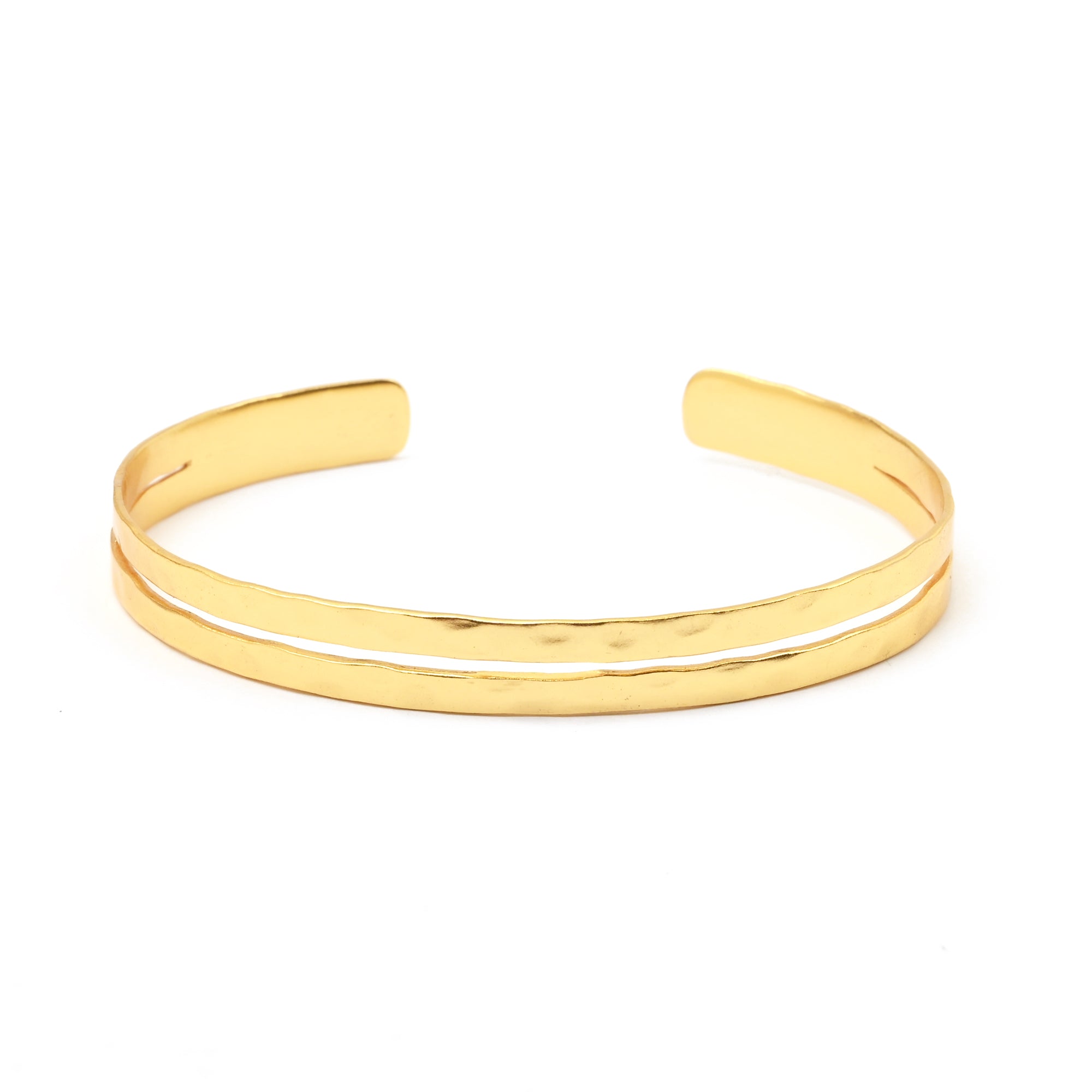 Dual Wave Gold Cuff Bangle